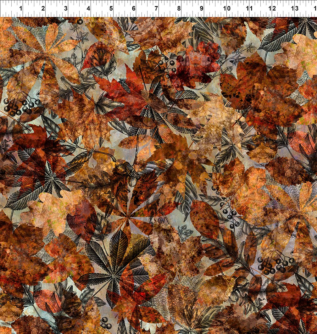 Autumn Elegance - Leaves and Toile Multi