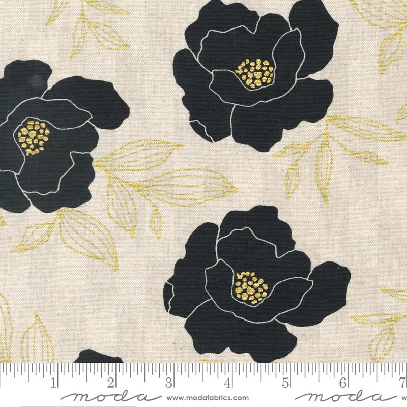 Gilded Mochi Linen - Bold Blossoms - Paper Gold