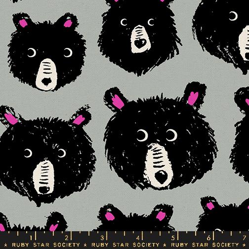 Teddy and the Bears - Bears - Steel - Cotton Canvas