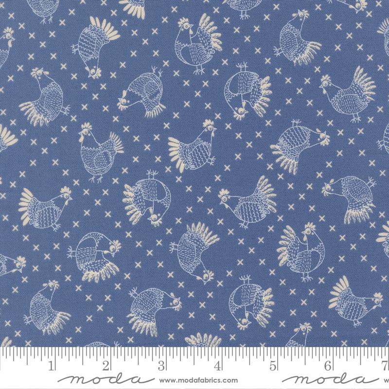 The Henhouse - Cross Stitch Chickens - Cobalt