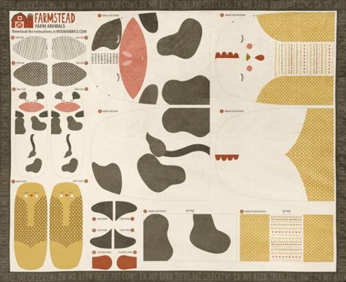 Farmstead Quilting Cuddle - Farm Animal Plushie Panel - Cow Chick