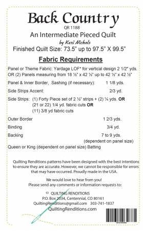 Back Country Quilt Pattern