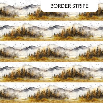 Misty Morning - Border Stripe - Ochre Multi