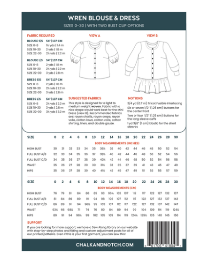 Wren Blouse and Dress Pattern