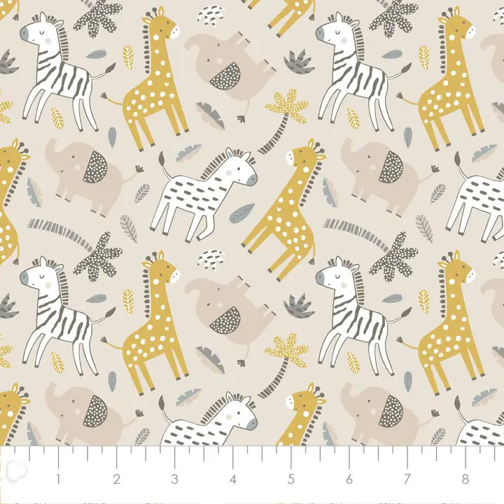 Bungle in the Jungle Flannel Fabric - Cream