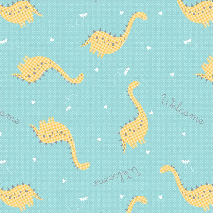 Dinosaur in Blue - Bamboo Flannel