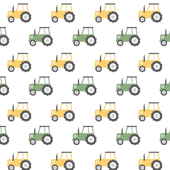 Tractors Flannel Fabric - White