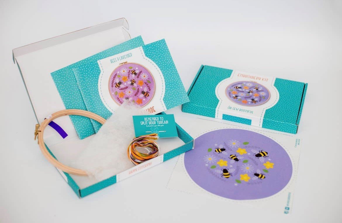 Bees and Lavender Handmade Embroidery Kit