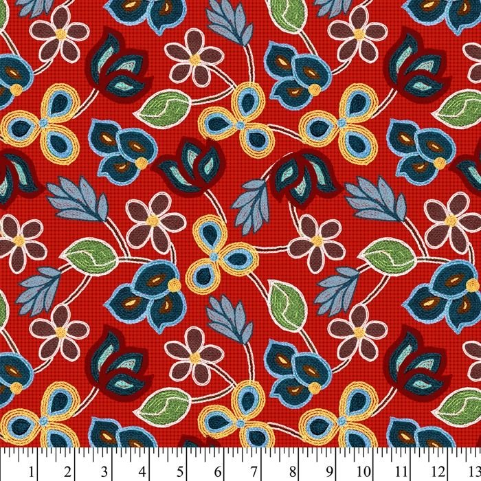 Beaded Floral - Red