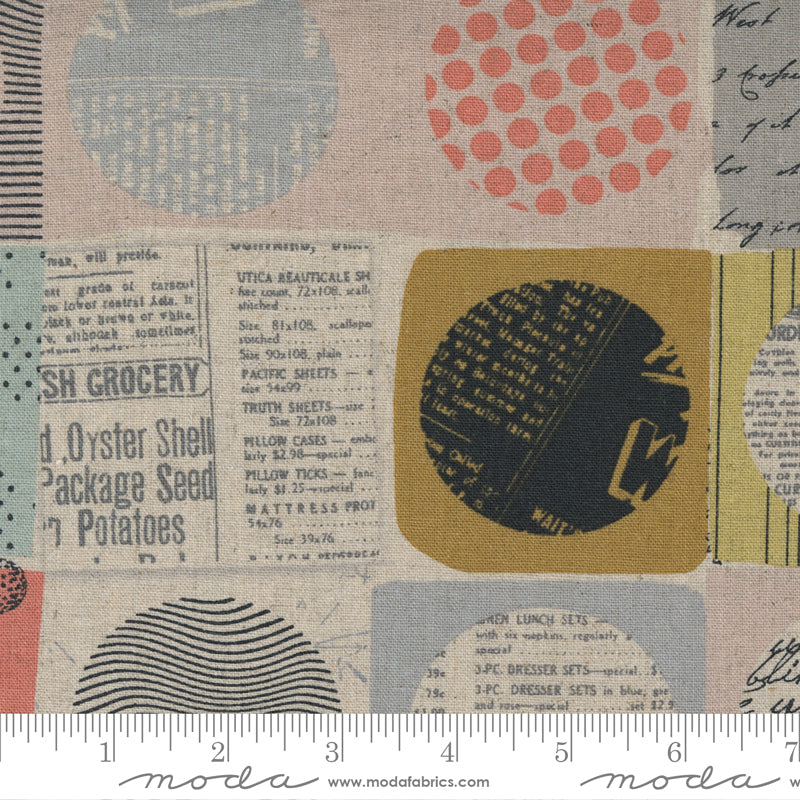 Celestial Mochi Linen - Collage Text - Natural