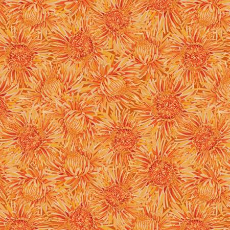 Chickadee Charm - Packed Floral - Orange