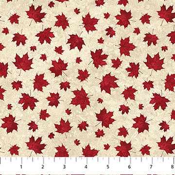 Stonehenge Oh Canada 14 - Two Tone Leaves - Beige Red