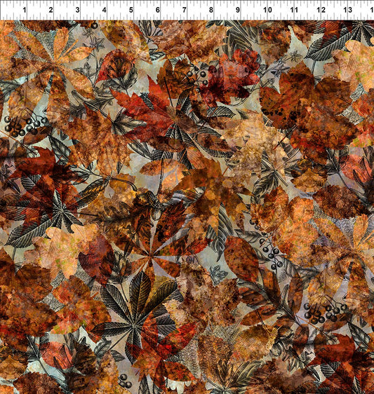 Autumn Elegance - Leaves and Toile Multi