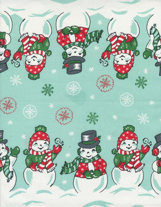 Classic Retro Holiday Toweling - Snowy Snowman