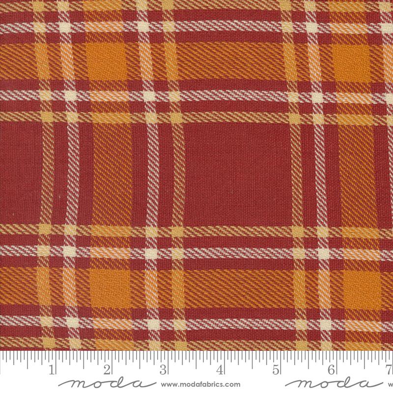 Classic Retro Holiday Toweling - Rust Harvest Plaid