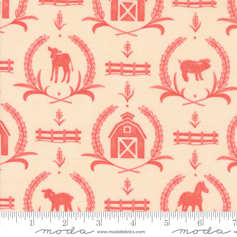 Willows Farm - Farm Yard Damask - Blush