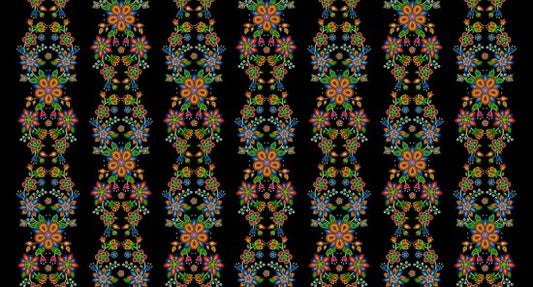 Tucson - Beaded Floral Stripe - Black
