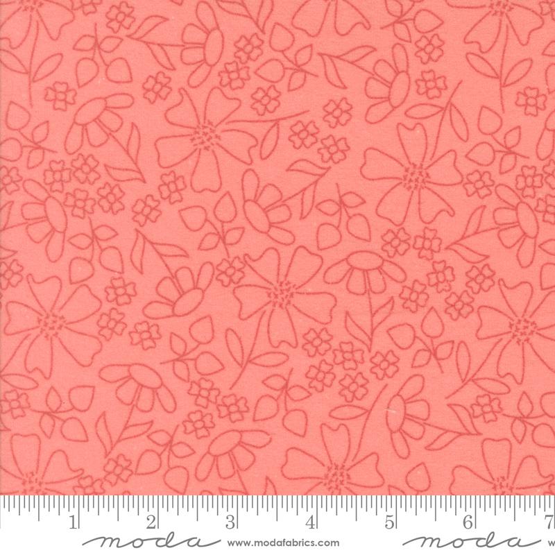 Sherbet Sunshine Flannel - Sunshine Sketch - Flamingo