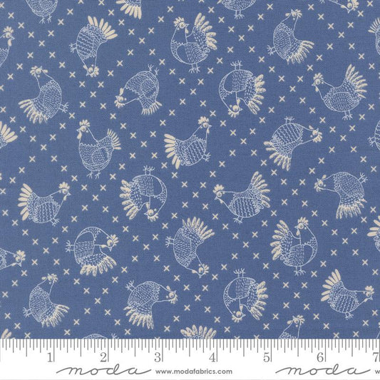 The Henhouse - Cross Stitch Chickens - Cobalt