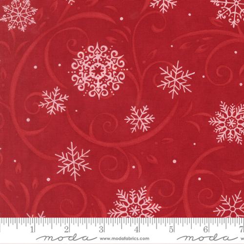 When Snow Falls - Swirling Snowflakes - Berry Red