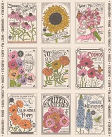 My Secret Garden - Vintage Seed Packet Panel - Cloud