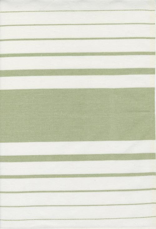 Vista Toweling Celadon Stripes on White