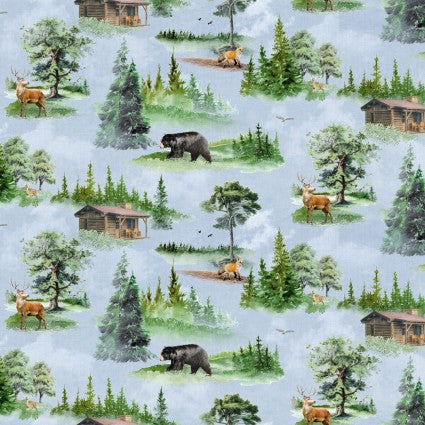 Back Country by Clothworks - Scenic Toile - Light Denim