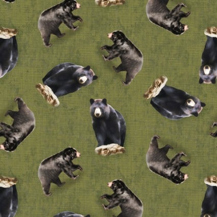 Back Country by Clothworks - Black Bear - Olive