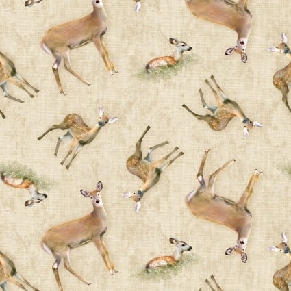 Back Country by Clothworks - Deer - Light Khaki