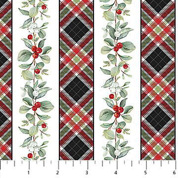 Home for Christmas - Plaid Stripe - White