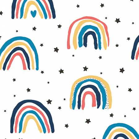 Embrace Double Cotton Gauze - Rain or Shine Rainbow