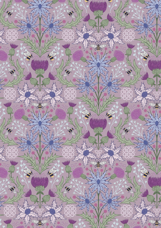 A Celtic Summer - Mirrored Thistle and Bee - Heather