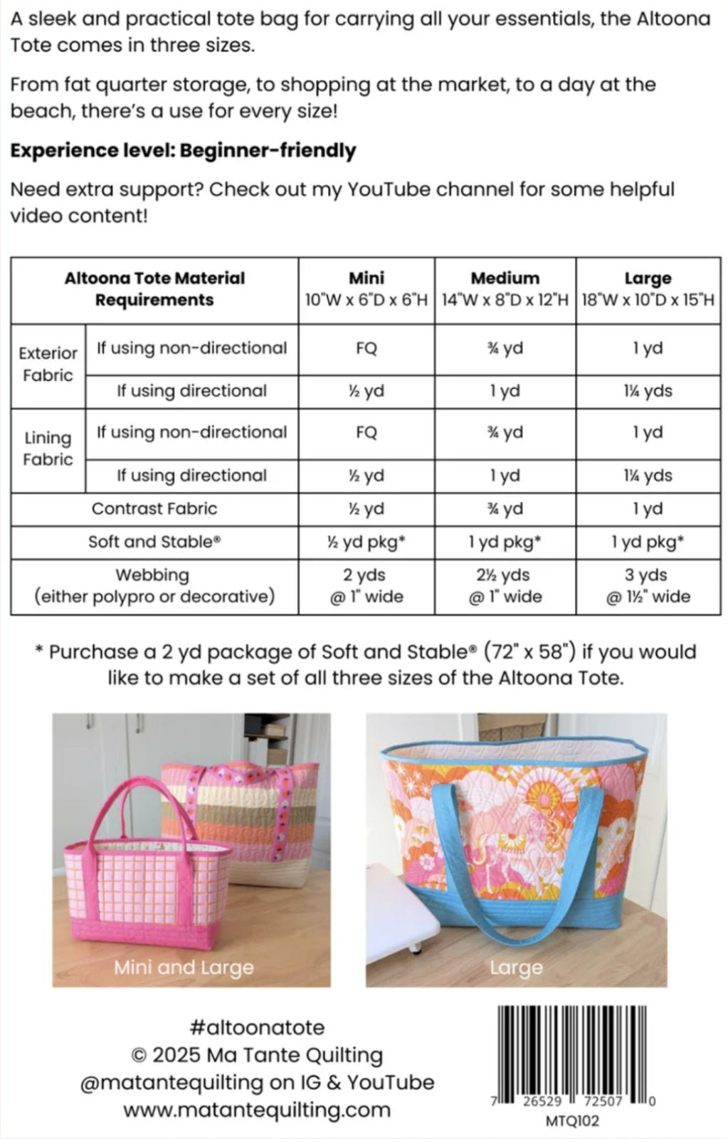 Altoona Tote Pattern