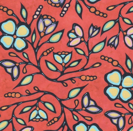 Ojibway Florals 3 by Jackie Traverse - Red