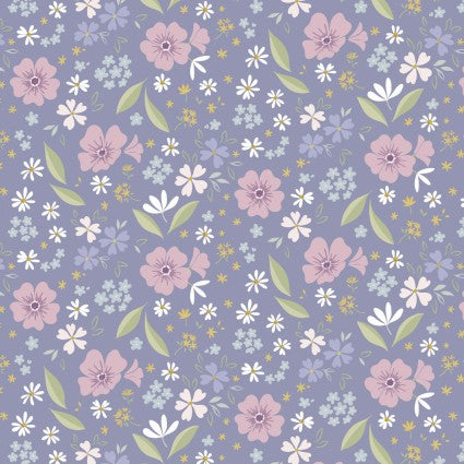 Floral Song - Floral Art on Lavender Blue