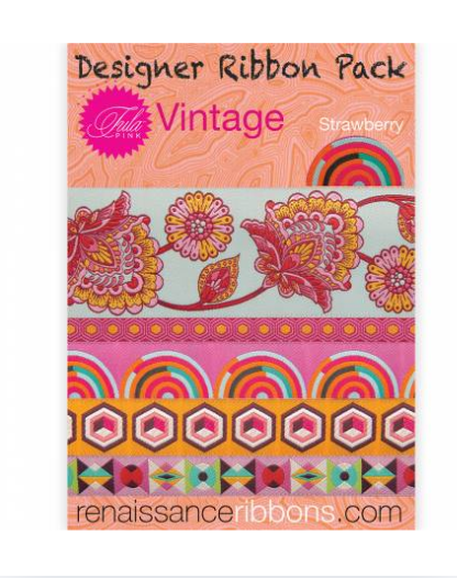 Tula Pink Vintage Strawberry Designer Ribbon Pack by Renaissance Ribbons