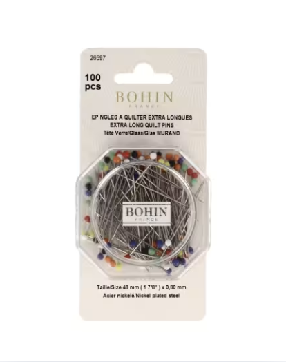 Bohin Glass Head Quilting Pins - Size 30