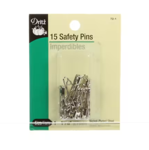 Dritz Safety Pins Nickel - 1 1/16" - Size 1