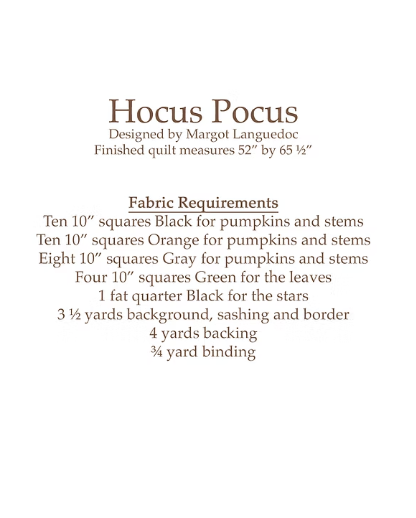 Hocus Pocus Quilt Pattern