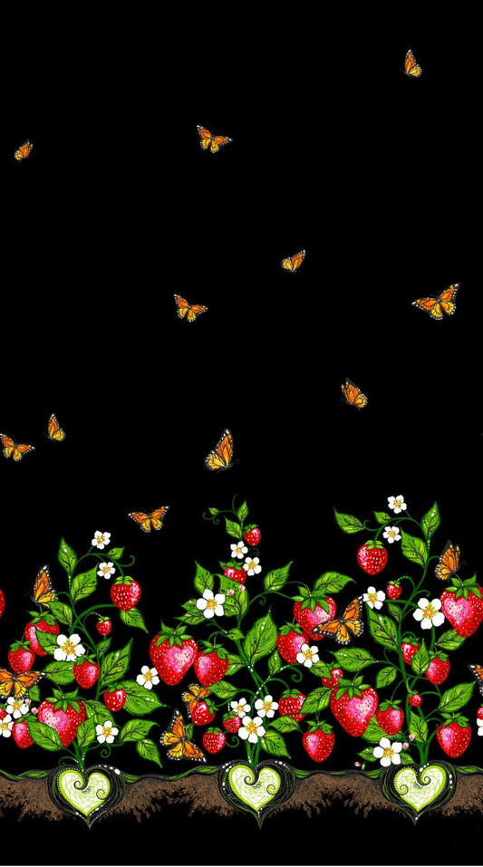 Strawberry Dreamcatcher - Single Border - Black
