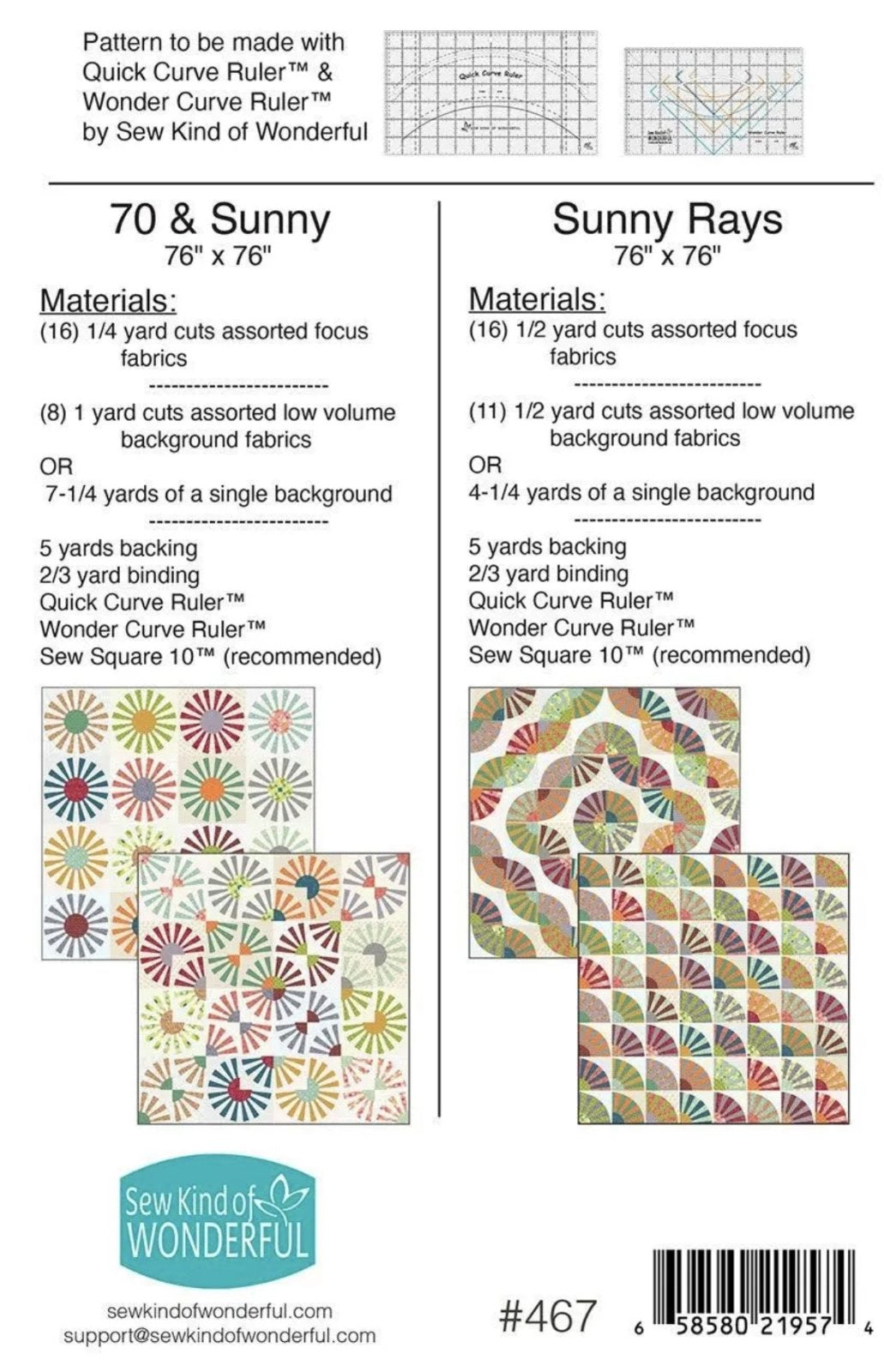 70 & Sunny and Sunny Rays Quilt Pattern by Sew Kind of Wonderful