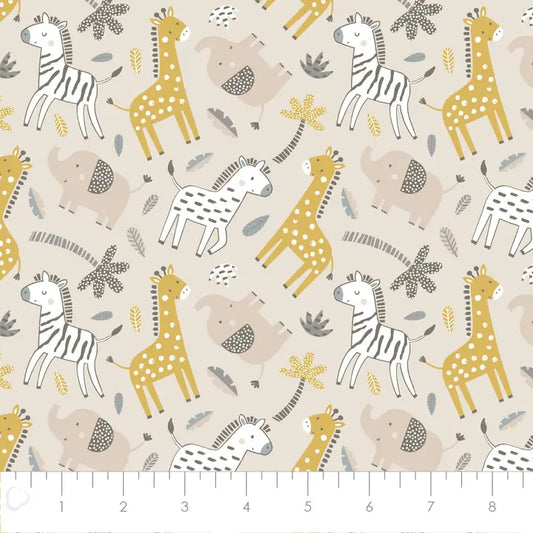 Bungle in the Jungle Flannel Fabric - Cream
