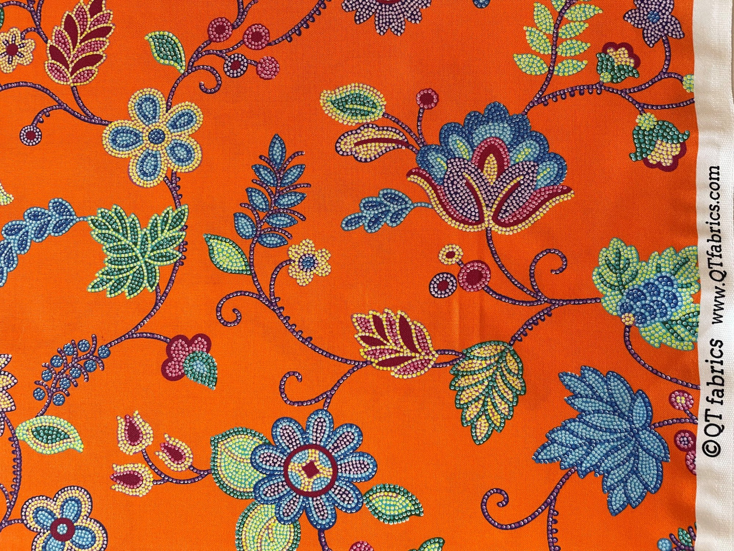 Beaded Blooms - Floral Vine - Orange