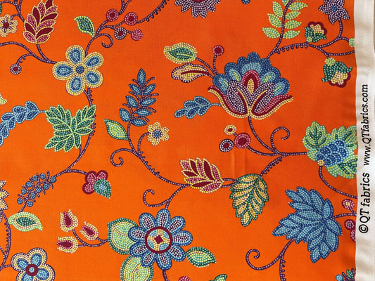 Beaded Blooms - Floral Vine - Orange
