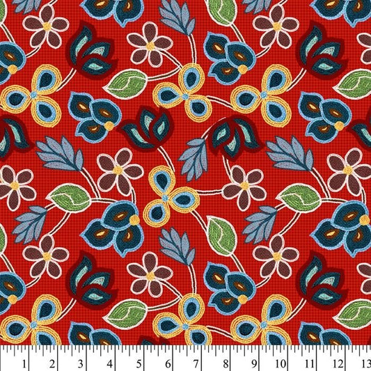 Beaded Floral - Red
