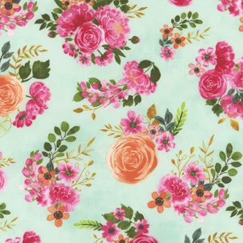 Peony Blossoms - Bouquet Toss - Teal