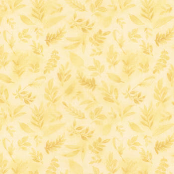 Peony Blossoms - Tossed Leaves - Yellow