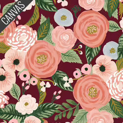 Garden Party Mochi Linen Canvas - Rosa - Burgundy