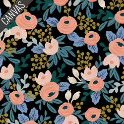 Garden Party Mochi Linen Canvas - Rosa - Black